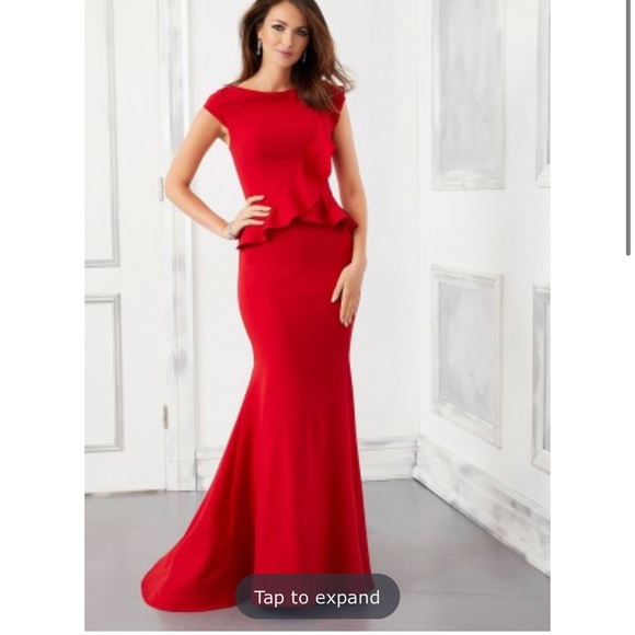 Black Mori Lee 72307 Peplum Top Dress for sale. Never been worn & tags attached - Picture 2 of 4